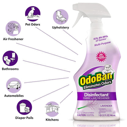 OdoBan Ready-to-Use Disinfectant and Odor Eliminator, Made in the USA, Citrus Scent, 32 Ounce Spray Bottle
