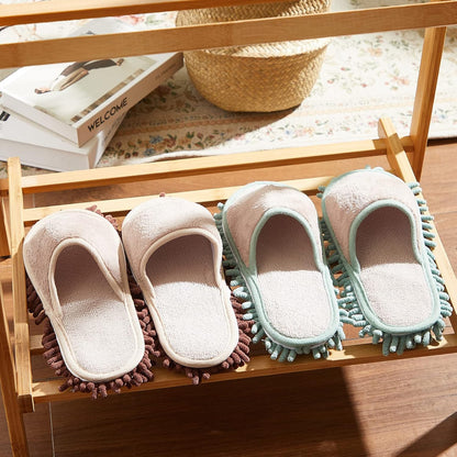 Jecery 2 Pairs Microfiber Cleaning Mop Slippers for Floor Cleaning House Mop Shoes Men and Women Washable Unisex Dusting Slippers Dirt Tool Supplies(Medium,Gray)
