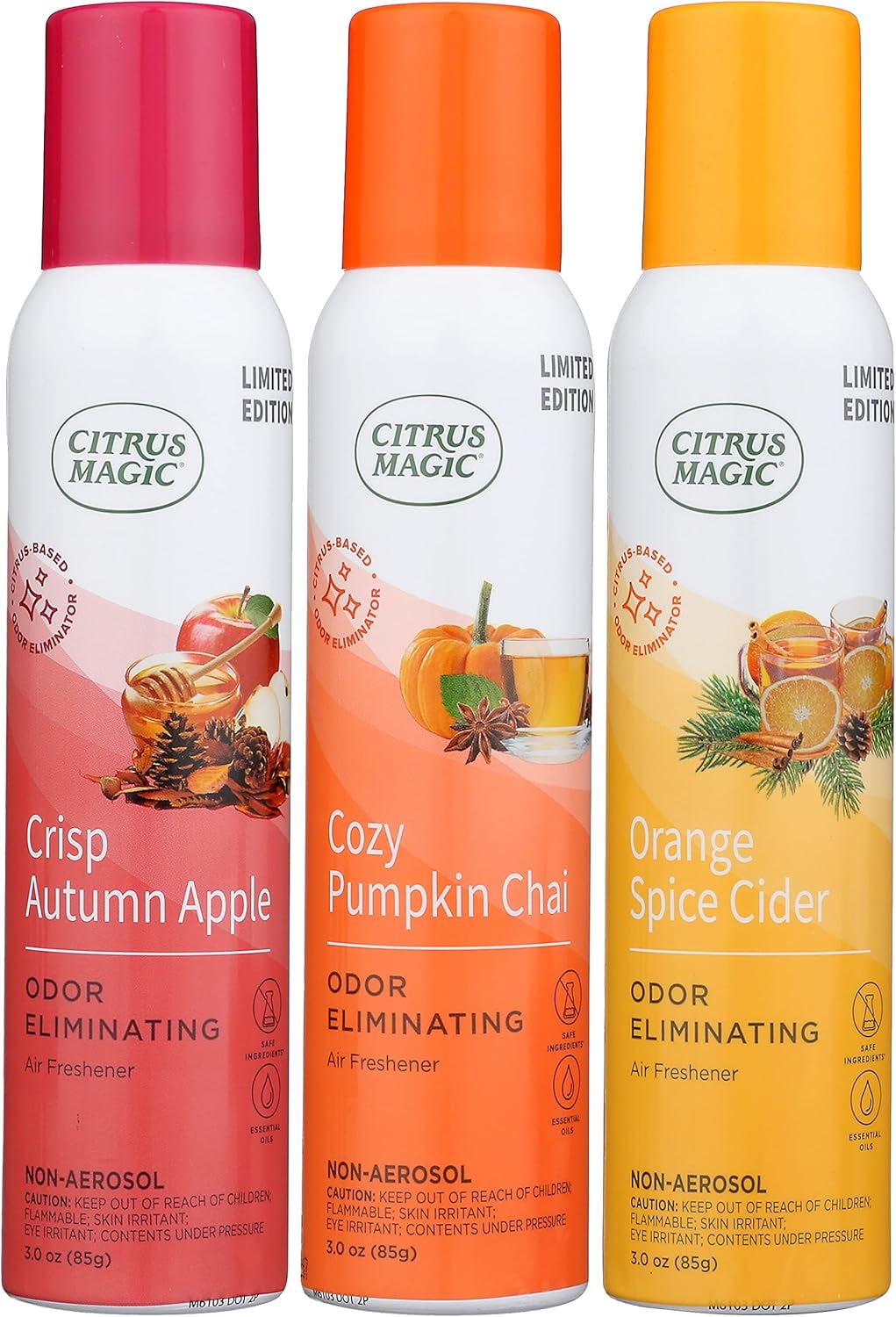 Citrus Magic Limited Edition Natural Odor Eliminating Air Freshener Spray, Orange Spice Cider, 3-Ounce, Pack of 3