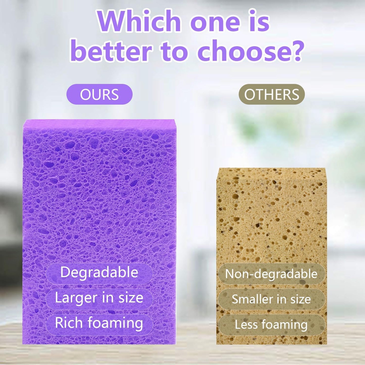 Cellulose Sponges, Large Size 4" x 6" x 1" - Heavy Duty Scrub Kitchen Sponge, Clean Tough Messes Without Scratching Kitchen Cleaning Pads, Pop Up Eco DIY (6 Pack), Green