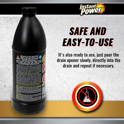 Instant Power Hair and Grease Drain Cleaner - Shower Drain & Sink Cleaner, Liquid Clog Remover, Made in USA, Sink Deodorizer - 1 Liter (Pack of 2)