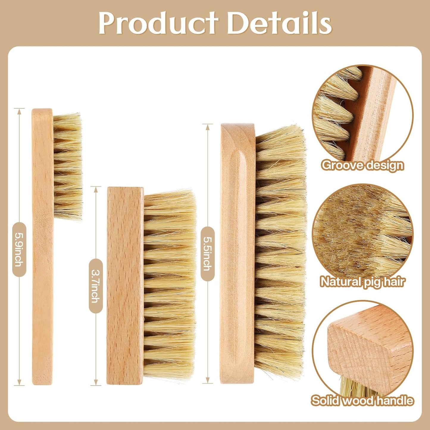 3 Pcs Wood Laundry Stain Brush Stain Remover Brushes with Boar Bristle Small Stain Brush for Clothes for Scrubbing Stains from Furniture Fabric Leather(3 Pcs C)