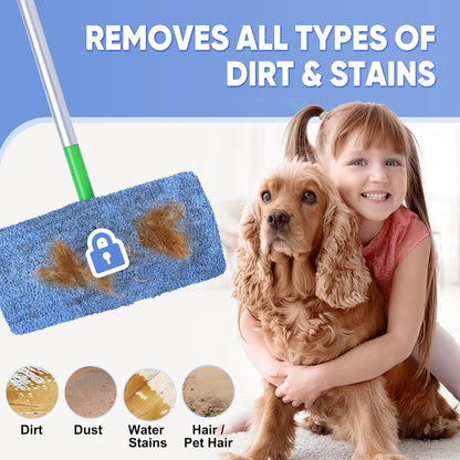 6-Pack Reusable Microfiber Mop Pads Compatible with Swiffer Sweeper, Dry & Wet Sweeping Cloths - Washable Wet Pads Refill for Multi-Surface/Hardwood Floor Cleaning