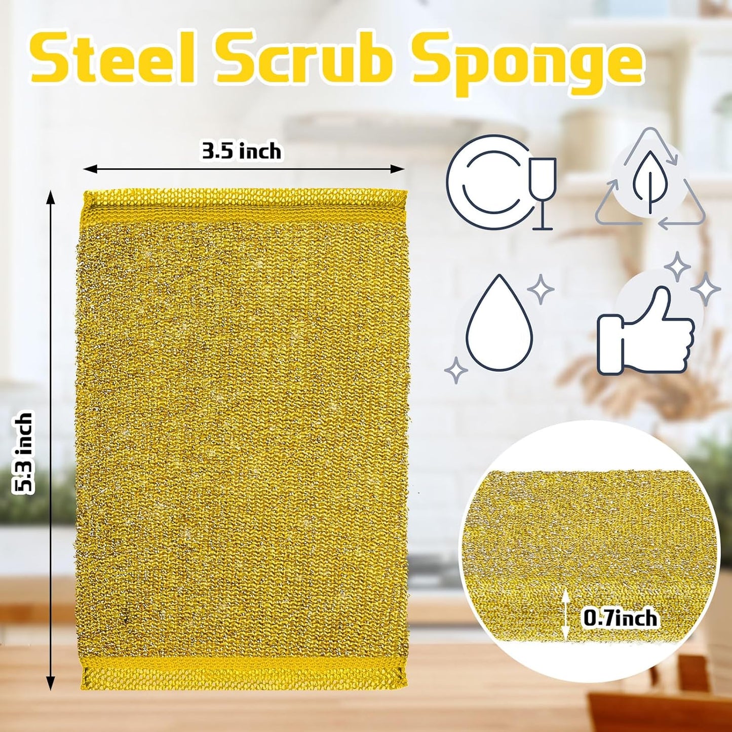 Thyle 36 Pack Steel Scrub Sponges for Dishes Non Scratch Scouring Multi Use Metal Scrubber Heavy Duty Dish Wash Kitchen Sponge for Pot Dish Washing Hard Surface Cleaning (Gray)