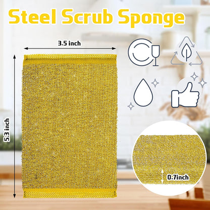 Thyle 36 Pack Steel Scrub Sponges for Dishes Non Scratch Scouring Multi Use Metal Scrubber Heavy Duty Dish Wash Kitchen Sponge for Pot Dish Washing Hard Surface Cleaning (Gray)