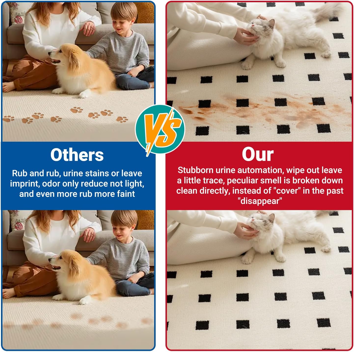 Stain & Strong Odor Eliminator, Enzyme Cleaner, Pet Odor Eliminator for Home - Carpet Stain Remover for Cats & Dog Pee - Urine Destroyer - Carpet Cleaner Spray Clear (Unscented)