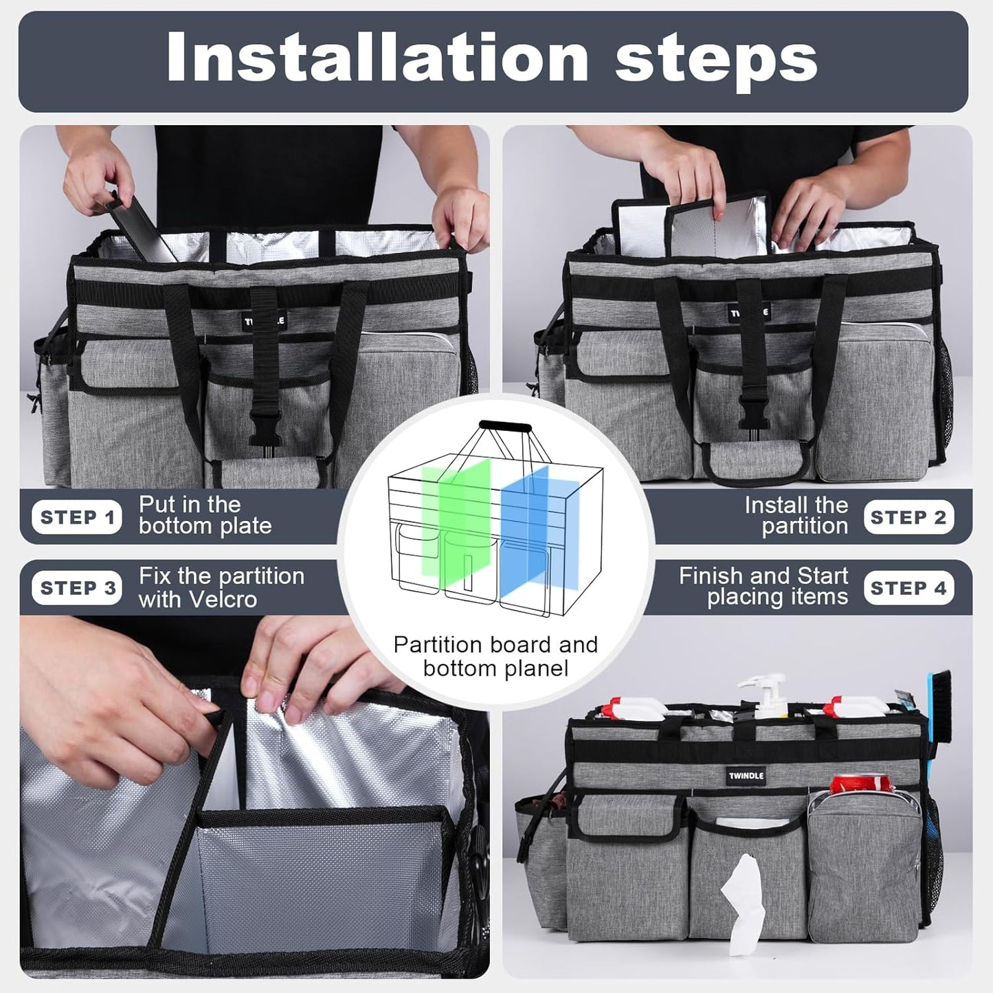 Extra-Large Wearable Cleaning Caddy With Detachable Divider,Cleaning Caddy For Cleaning Supplies Large Cleaning Supply Caddy With Adjustable Shoulder Strap & Waist Belt For Cleaners