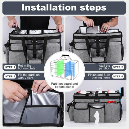 Extra-Large Wearable Cleaning Caddy With Detachable Divider,Cleaning Caddy For Cleaning Supplies Large Cleaning Supply Caddy With Adjustable Shoulder Strap & Waist Belt For Cleaners