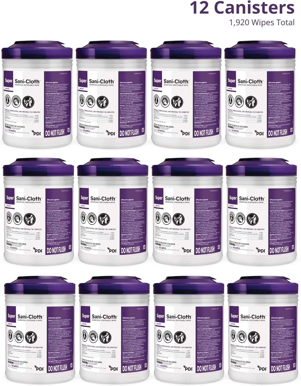 Professional Disposables Surface Disinfectant Super Sani-Cloth Wipes, 160Count