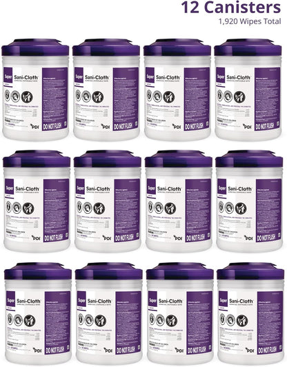 Professional Disposables Surface Disinfectant Super Sani-Cloth Wipes, 160Count