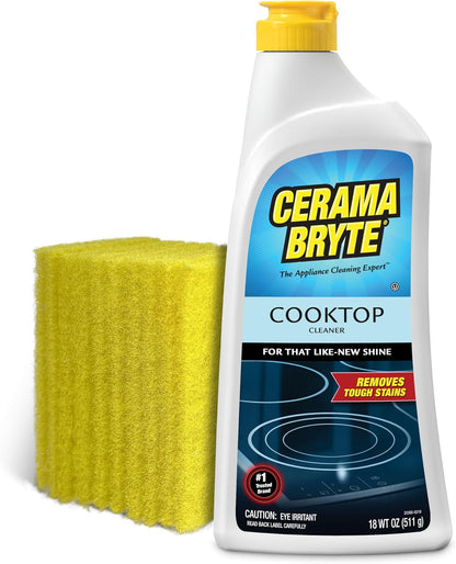 Cerama Bryte Removes Tough Stains Cooktop and Stove Top Cleaner for Glass - Ceramic Surfaces, 18 Ounces, 2 Pack