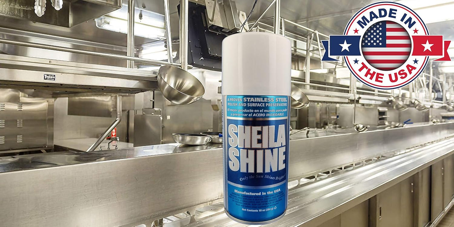 2 x 10oz Sheila Shine Stainless Steel Cleaner and Polish w/ Microfiber Cloth - Cleans, Polishes & Protects Kitchen Appliances, Refrigerators, Sinks, Ovens & Grills - Stainless Cleaner for Appliances