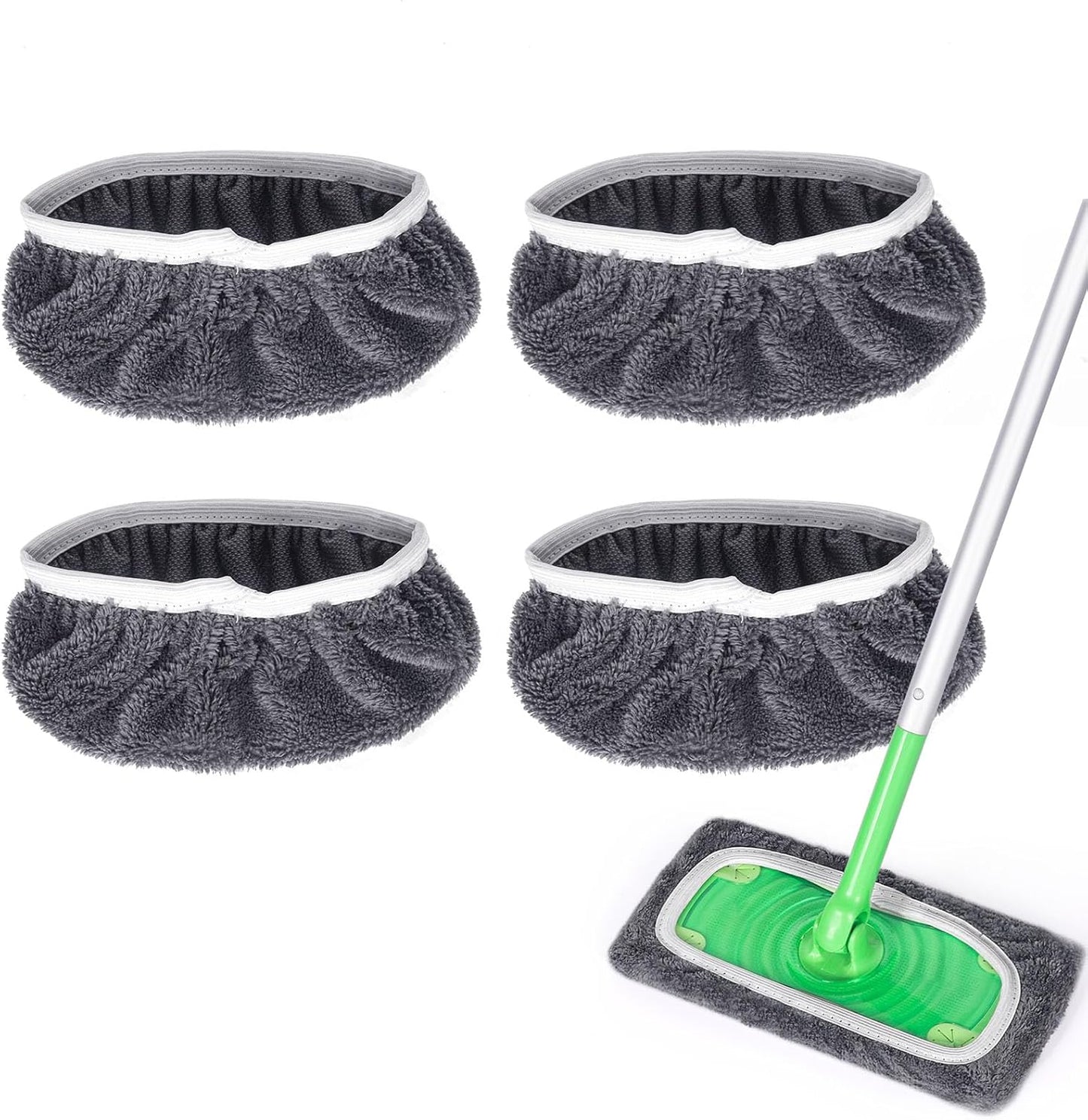 Reusable Microfiber Mop Pads for Swiffer Sweeper Mop - Dry Sweeping Cloths & Wet Mopping Cloths for Household Cleaning - Washable Wet Pads for Mopping Floors - 4 Pack (Mop is not Included)