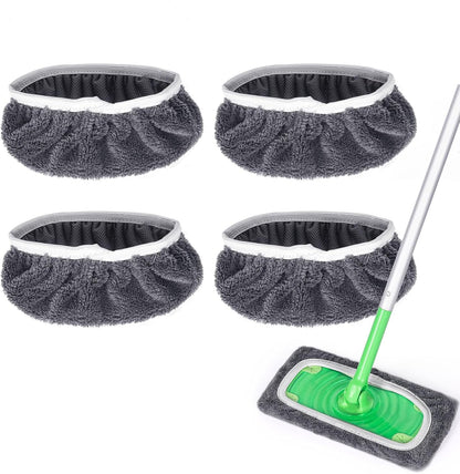 Reusable Microfiber Mop Pads for Swiffer Sweeper Mop - Dry Sweeping Cloths & Wet Mopping Cloths for Household Cleaning - Washable Wet Pads for Mopping Floors - 4 Pack (Mop is not Included)