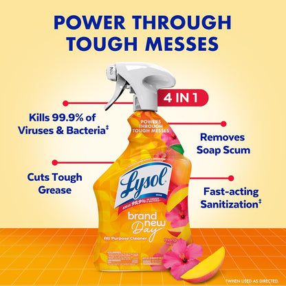Lysol All Purpose Cleaner Spray, Multi-Purpose Disinfecting Spray, Kitchen & Bathroom Cleaner, Lemon Breeze Scent, 32 Fl Oz