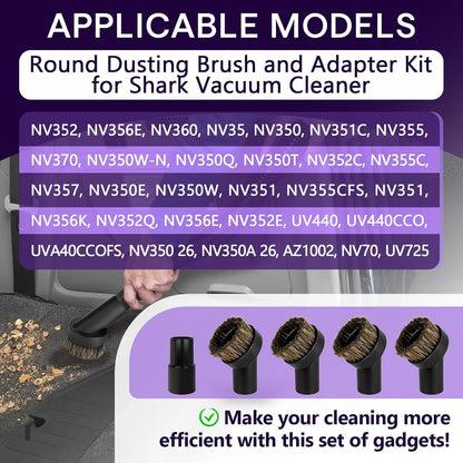 3PCS Horse Hair Brush Vacuum Attachment Set - Black Round Horse Hair Vacuum Attachments & Brushes - Shop Vac Brush Attachment for Most Vacuum Cleaners Accessories - 1 1/4" Vacuum Attachments Included
