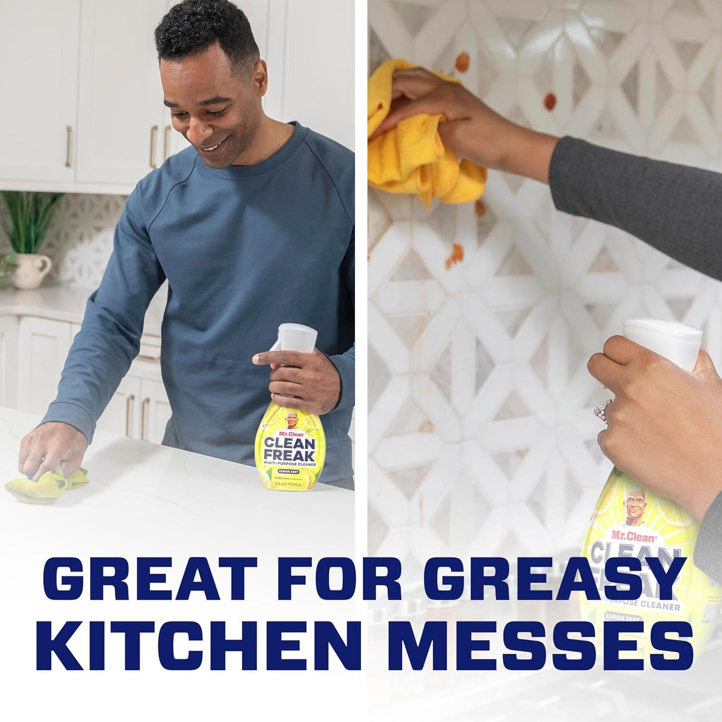 Mr. Clean Clean Freak Multi Surface Cleaning Spray, Deep Cleaning Mist Starter Kit and Refill Bundle, Unstopables Fresh Scent, 64 fl oz