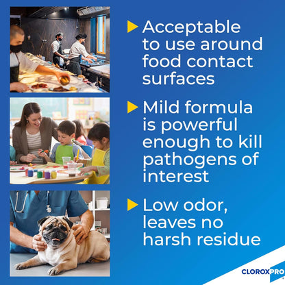 CloroxPro Anywhere Daily Disinfectant and Sanitizer, No-Rinse Food Contact Sanitizer, Refill, 128 Fluid Ounces