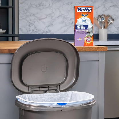 Hefty Ultra Strong 13 Gallon Trash Bags, Tall Kitchen Trash Bags 13 Gallon Size, Drawstring Closure, Continuous Odor Control, White, Lavender and Sweet Vanilla Scent, 80 Bags