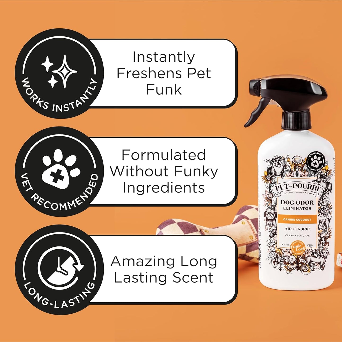 Pet-Pourri Pawsitively Fresh Pet Odor Deodorizer Spray, 16 Fl Oz, Up to 800 Uses, Air + Fabric Odor Remover with Essential Oils & Plant Based Ingredients, Vet Recommended, Pineapple, Jasmine & Pear