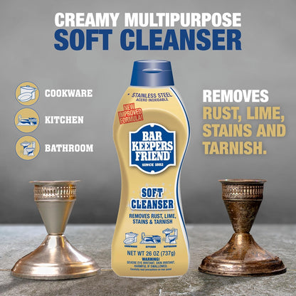 Bar Keepers Friend Soft Cleanser (13 oz) and MORE Spray + Foam (25.4 oz) Multipurpose Cleaner Bundle, Stain & Rust Remover for Multi Surface Bathroom, Kitchen & Outdoor Cleaning