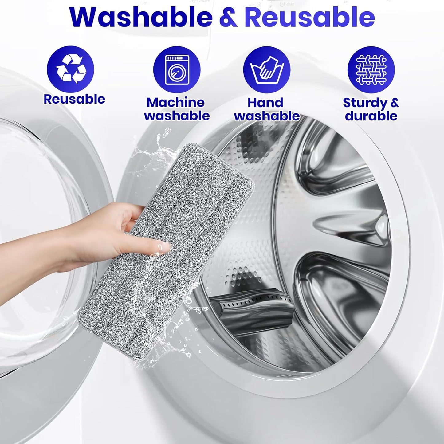10Pcs Mop Replacement Pads,Compatible with Libman Rinse 'n Wring Mop Universal Mop Pads Mop Head Refills Washable Wet Mop,Compatible with Most 11-13” Size Mops