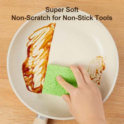 JOYMOOP Textured Clean Sponges, Dual-Sided Non-Scratch Soft Scrub Dish Sponge, Safe for Non-Stick Cookware, Kitchen and Household Cleaning, 12 Pack [Grey & White]