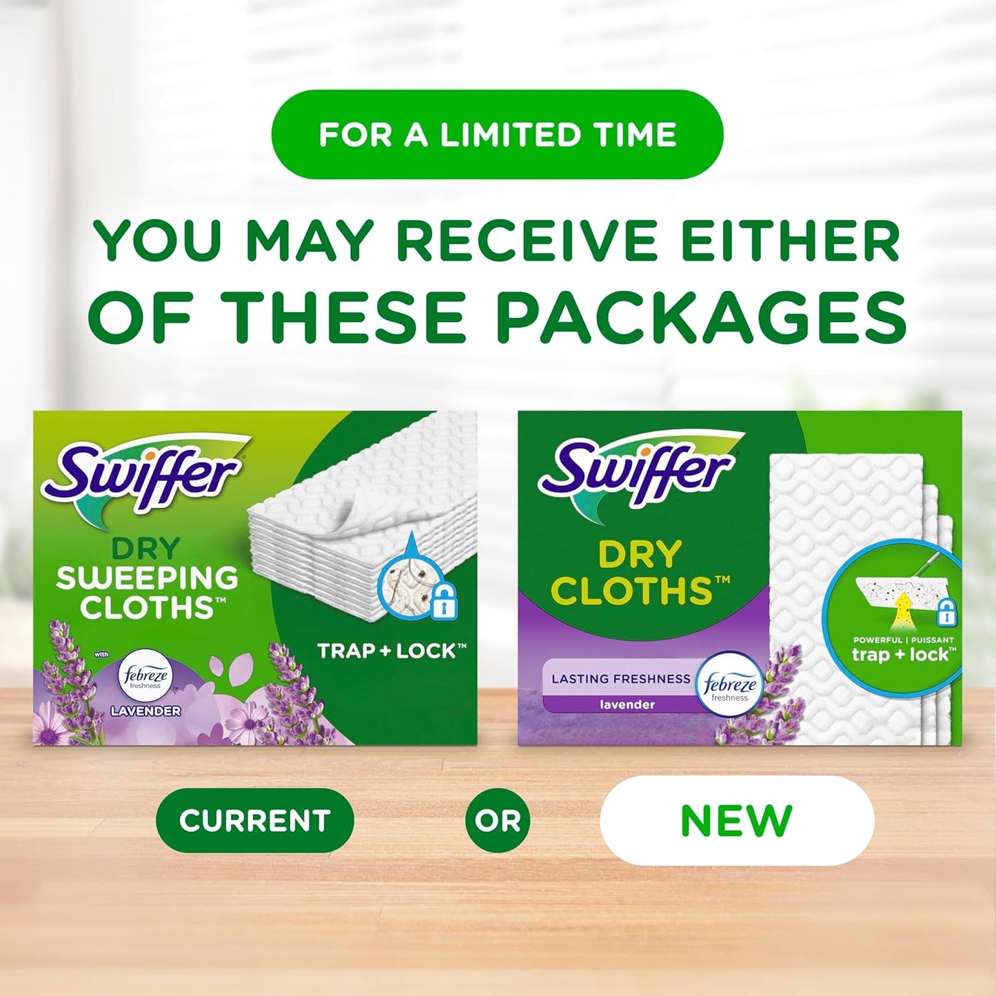 Swiffer Sweeper Dry Sweeping Pad, Multi Surface Refills for Dusters Floor Mop, with Febreze Lavender, 32 count