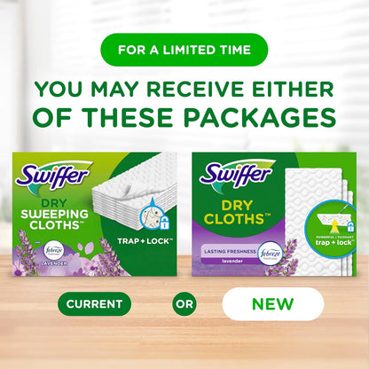 Swiffer Sweeper Dry Sweeping Pad, Multi Surface Refills for Dusters Floor Mop, with Febreze Lavender, 32 count