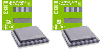 E-Cloth Stainless Steel Microfiber Cleaning Cloth Kit - Stainless Steel Cleaner for Appliances, Oven, Stove, & More - Microfiber Towels for Cars - Reusable Cloths for Cleaning
