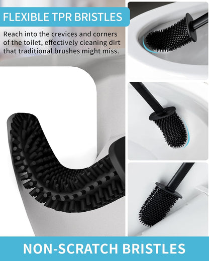 MR.SIGA Toilet Brush and Holder Set, Wall Mounted Toilet Bowl Brush, Compact Toilet Scrub Brush with Holder for Bathroom, White, 2 Pack