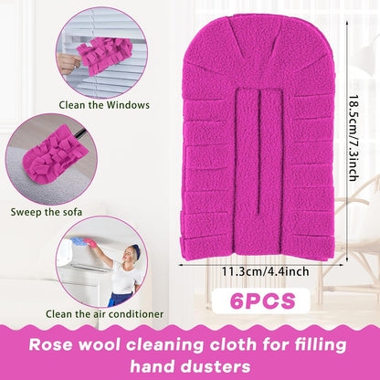 Zubebe 12 Pcs Duster Refill Reusable Fleece Duster Refills Feather Flat Dusters Multi Surface Washable Cleaning Pads Tools for Home, Blinds, Car, Pet, Furniture, Fans (Dark Color)