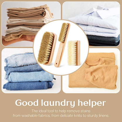 3 Pcs Wood Laundry Stain Brush Stain Remover Brushes with Boar Bristle Small Stain Brush for Clothes for Scrubbing Stains from Furniture Fabric Leather(3 Pcs C)