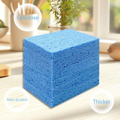 Cellulose Sponges, Large Size 4" x 6" x 1" - Heavy Duty Scrub Kitchen Sponge, Clean Tough Messes Without Scratching Kitchen Cleaning Pads, Pop Up Eco DIY (6 Pack), Green