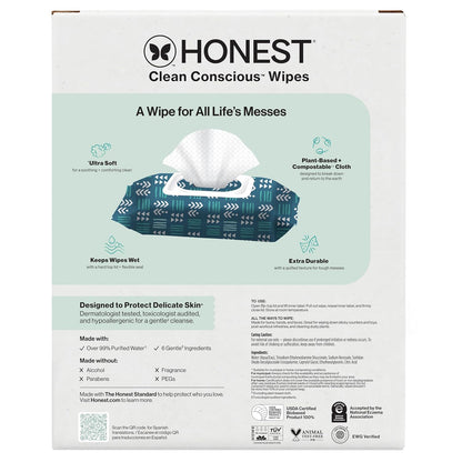 The Honest Company Hypoallergenic Multi-Use Baby Wipes for Sensitive Baby Skin, Rose Blossom, 60 Count