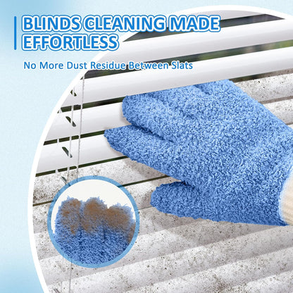 MIG4U Microfiber Dusting Gloves House Cleaning Glove for Blinds, Windows, Shutters, Furniture, and Car, Reusable Lint-Free Pink 1 Pair S/M