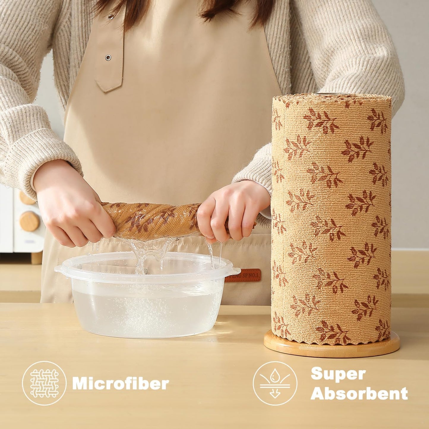 Microfiber Cleaning Cloth Roll,80 Pack Cleaning Towels,Lint Free Rags Paper Towels & Tear Away Reusable Towels,Washable Shop Rags Floral Wipe Cloth,Wash Cloths Dish Rags for Car Kitchen Window
