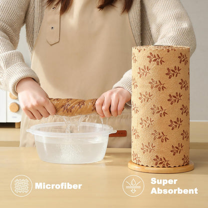 Microfiber Cleaning Cloth Roll,80 Pack Cleaning Towels,Lint Free Rags Paper Towels & Tear Away Reusable Towels,Washable Shop Rags Floral Wipe Cloth,Wash Cloths Dish Rags for Car Kitchen Window