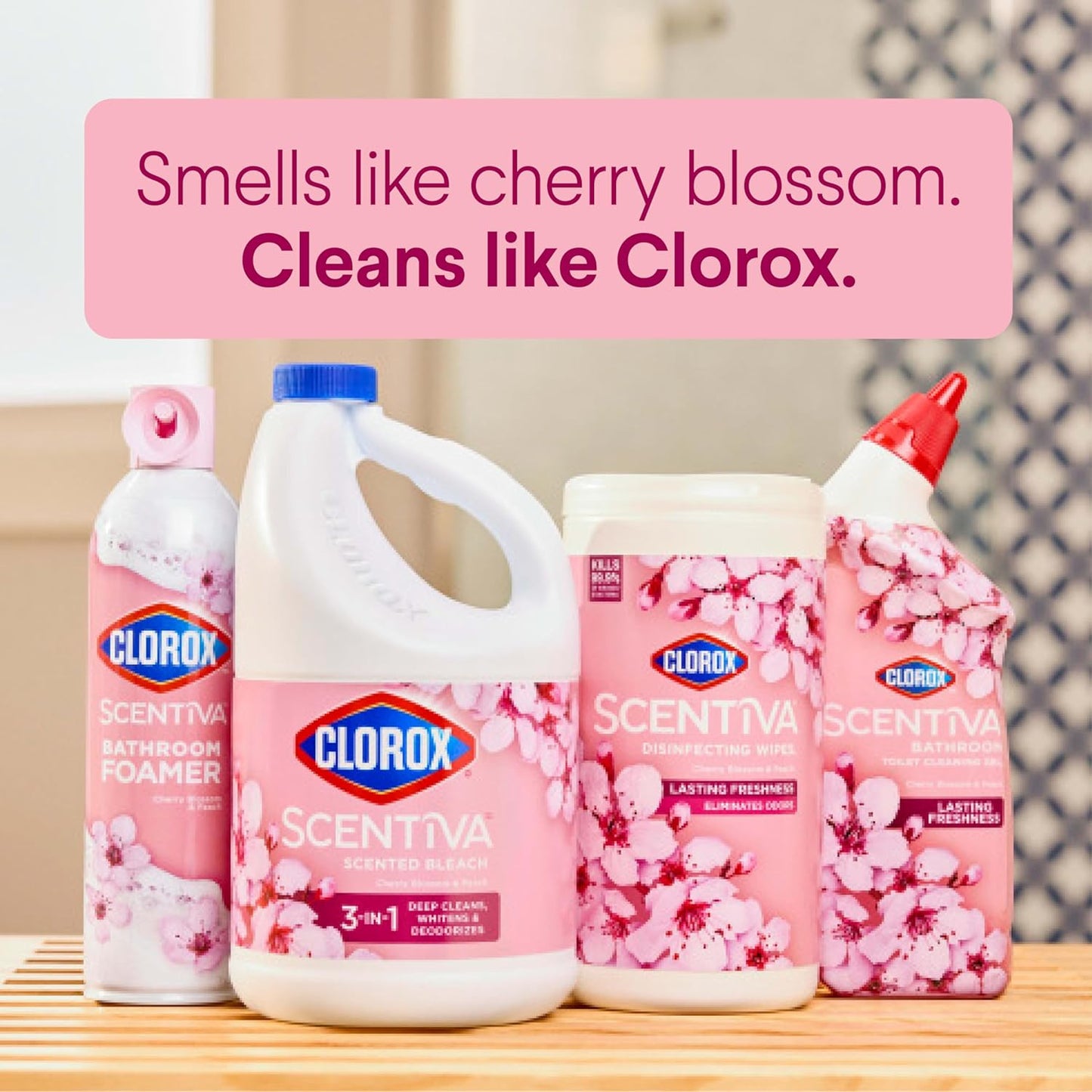 Clorox Scentiva Disinfecting Wipes, Cherry Blossom and Peach, Antibacterial, 75 Count