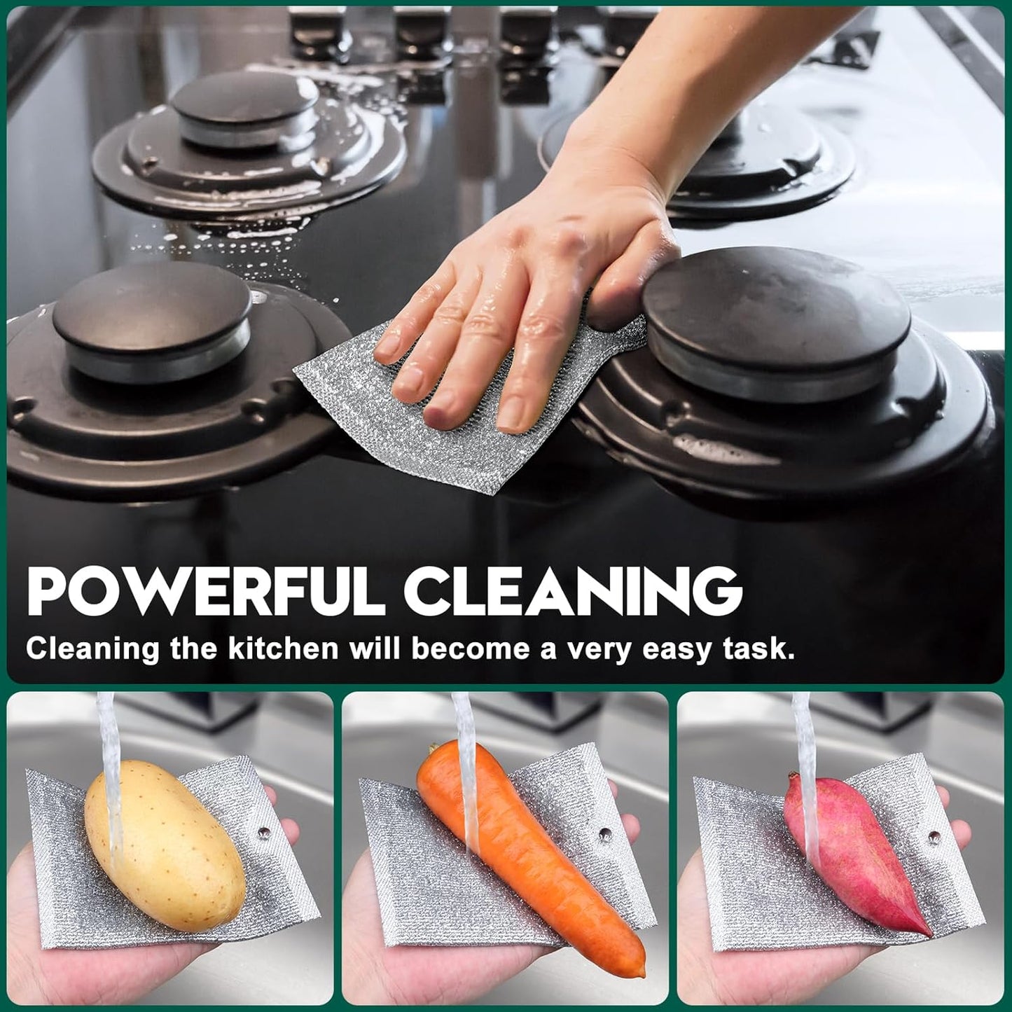 Steel Wool Scrubber, Wire Dishwashing Rags, 10 Pcs Multipurpose Wire Dishcloth, Wet & Dry for Cookware, Sinks, Dishes, Stoves & Fireplaces 5.9“ x 3.9”