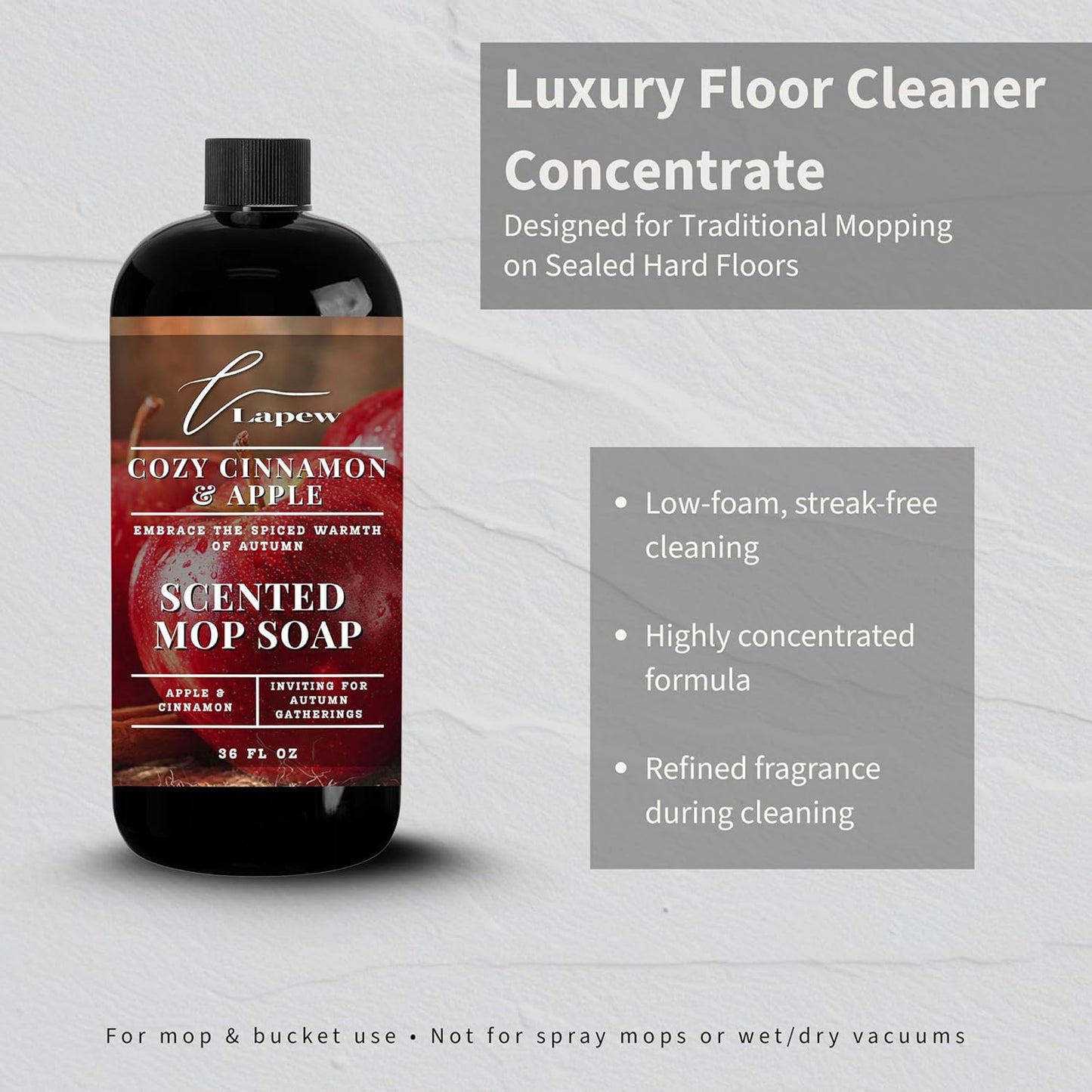 Lapew Baccarat Scented Mop Soap - Luxury Floor Cleaner Concentrate for Mopping Tile, Laminate, Vinyl & Hardwood | Streak-Free, Low-Foam | 36 oz - Colors B