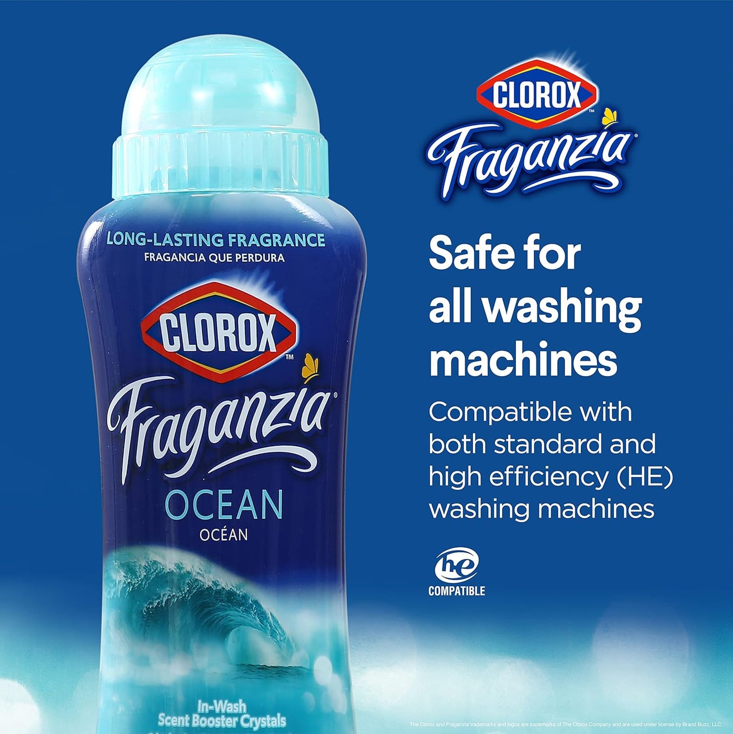 Clorox Fraganzia Laundry Scent Booster Crystals, In-Wash Fragrance Beads for Fresh-Smelling Clothes & Linens, Safe for All Fabrics & Colors, Easy-Pour Bottle, Vanilla Scent, 18 Oz, 2 Pack
