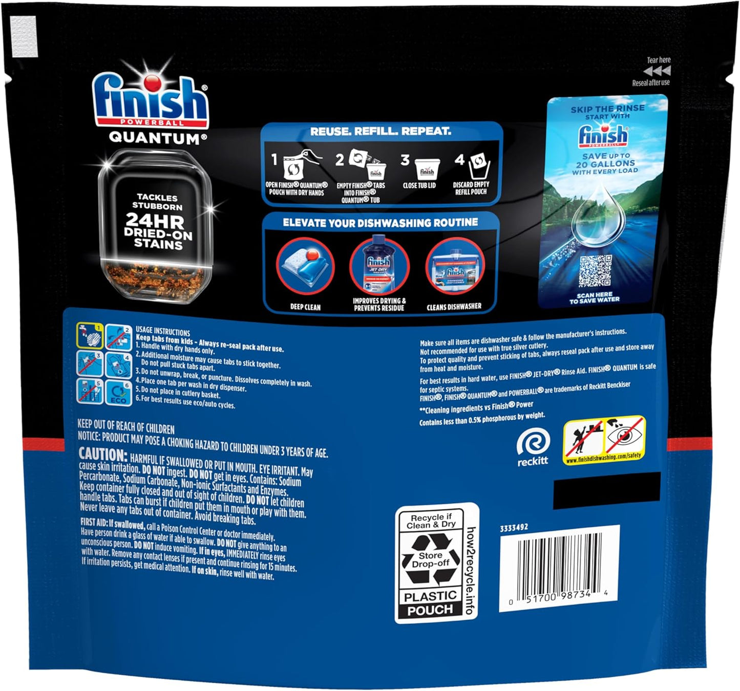 Finish Quantum Dishwasher Pods, No Pre-Rinse Dishwasher Detergent Soap Removes 24HR Dried-On Stain and Grease, Leaving a Virtually Spotless Shine, 84 Count