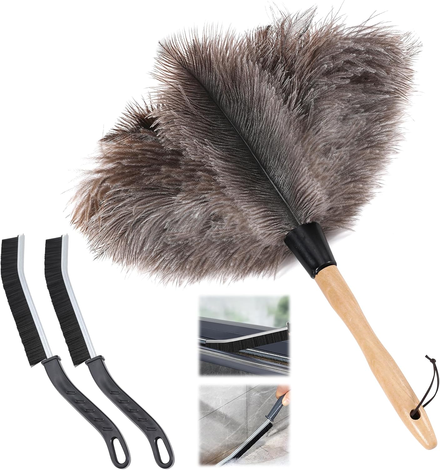 Soarer Extendable Ostrich Feather Duster - 40 inches Fluffy Long Handle Reusable Feather Duster for Cleaning Ceiling Fan,Pendant lamp, High Ceiling, Blinds, Furniture