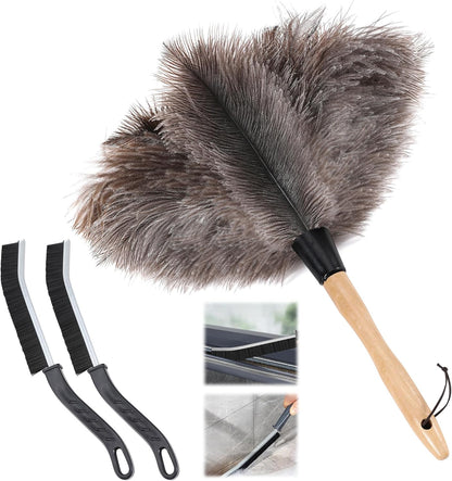 Soarer Extendable Ostrich Feather Duster - 40 inches Fluffy Long Handle Reusable Feather Duster for Cleaning Ceiling Fan,Pendant lamp, High Ceiling, Blinds, Furniture