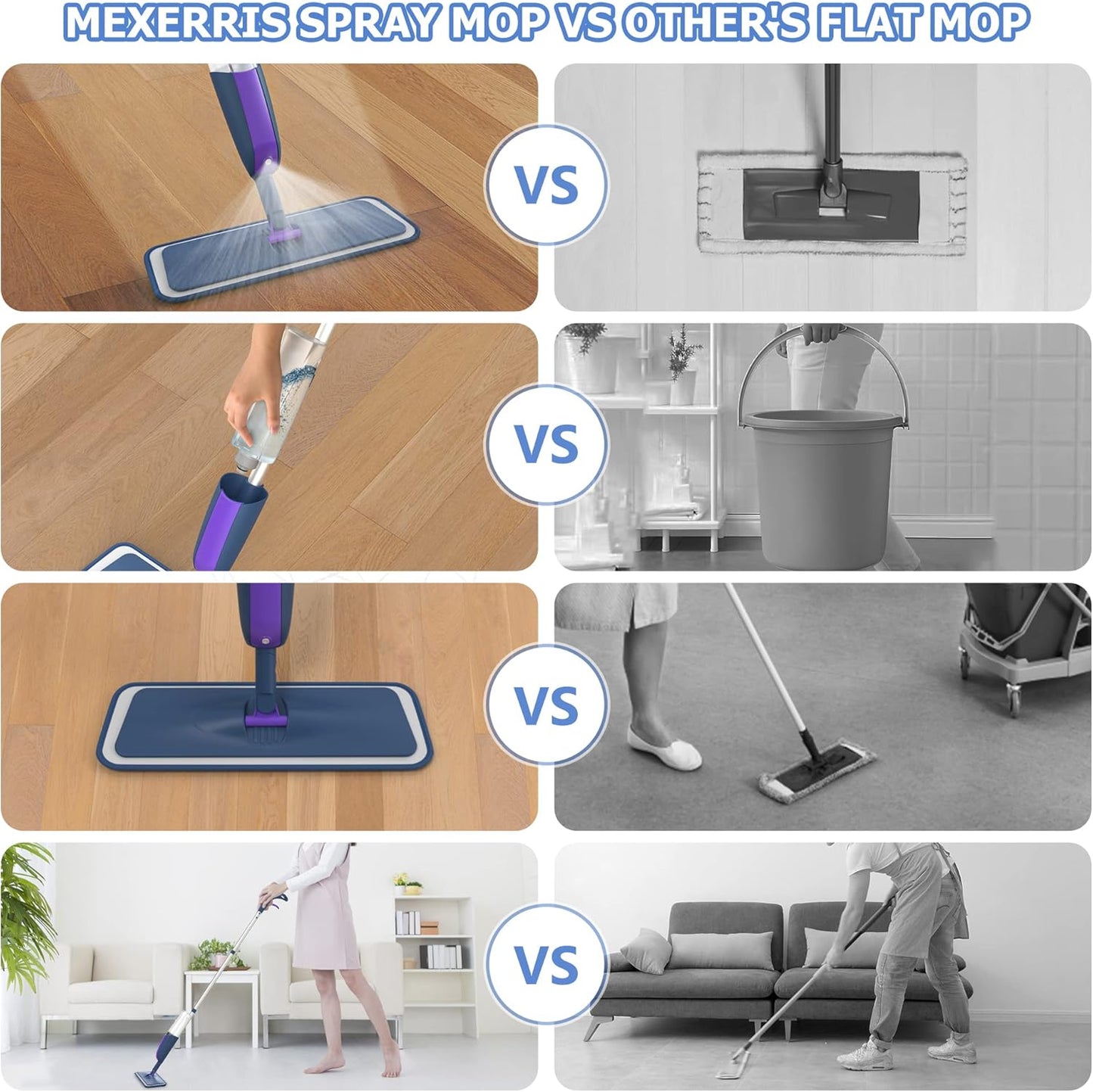 Spray Mops for Floor Cleaning: MEXERRIS Wet Mop with 3 Washable Pads for Swiffer Powermop - Floor Mop with Refillable Bottle - Home Commercial Dust Mops for Hardwood Laminate Ceramic Tiles