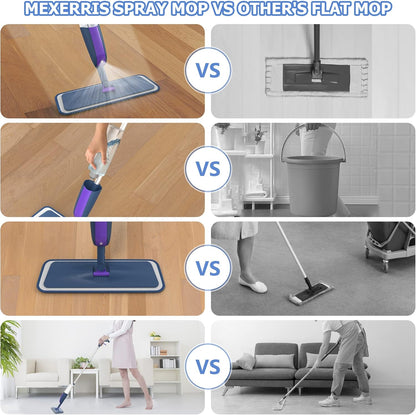 Spray Mops for Floor Cleaning: MEXERRIS Wet Mop with 3 Washable Pads for Swiffer Powermop - Floor Mop with Refillable Bottle - Home Commercial Dust Mops for Hardwood Laminate Ceramic Tiles