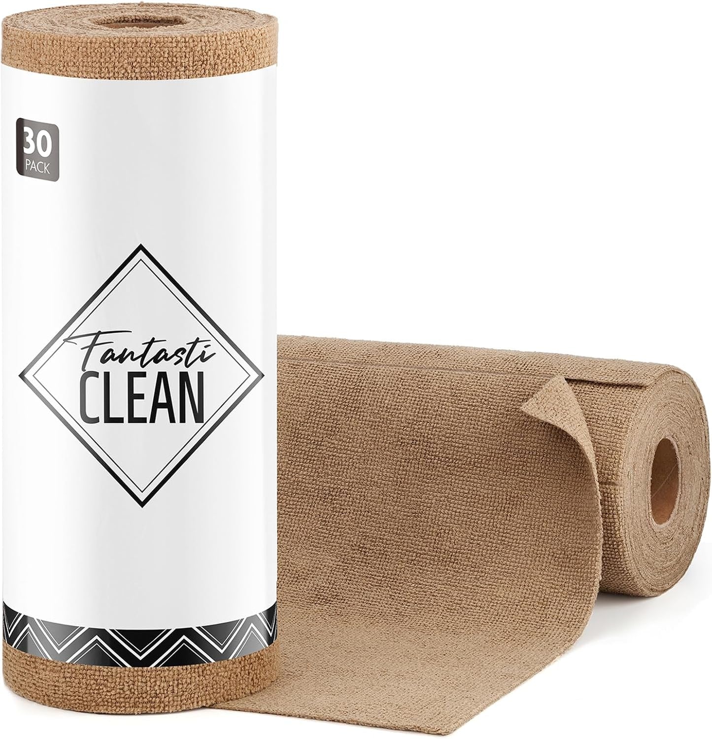 Fantasticlean Microfiber Cleaning Cloth Roll -75 Pack, Tear Away Microfiber Towels, 12" x 12", Reusable, Washable, Scratch Free, Ultra Absorbent Dishcloth for All-Around Cleaning Supplies (White)