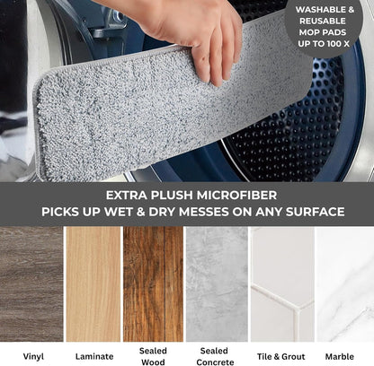 True & Tidy® SPRAY-250 Multi-Surface Spray Mop with 490ml Refillable Water Bottle for Floor Cleaning, Works on Wood, Tile, Marble etc, Use Any Cleaning Solution, Machine Washable Microfiber Mop Pads
