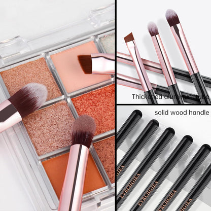 Eye Makeup Brush Set, 6 Pcs Professional Blending Eyeshadow Makeup Brushes for Concealer Eyebrows Eyeliner, Soft Hairs & Wood Handle
